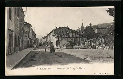 AK Beaujeu, Entrèe du Faubourg St Martin
