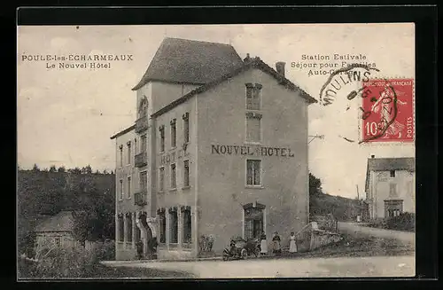 AK Poule-les-Echarmeaux, Le Nouvel Hotel