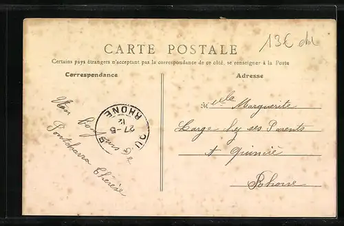 AK Pontcharra-sur-Turdine, Grande-Rue, angle des deux Places