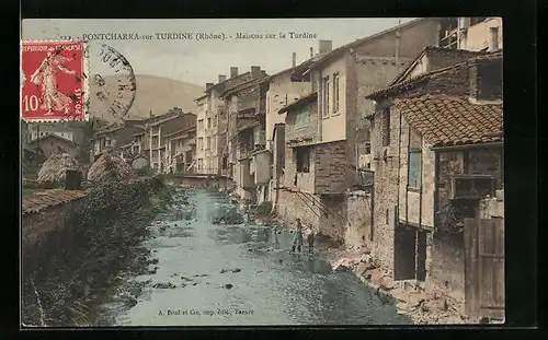 AK Pontcharra-sur-Turdine, Maisons sur la Turdine