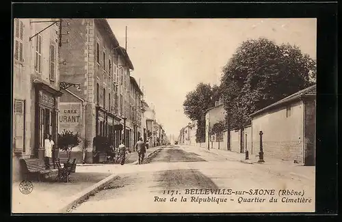 AK Belleville-sur-Saone, Rue de la Rèpublique - Quartier du Cimetière