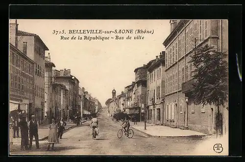 AK Belleville-sur-Saone, Rue de la Rèpublique - Bas de ville