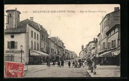 AK Belleville-sur-Saone, Rue de Beaujeu (centre)