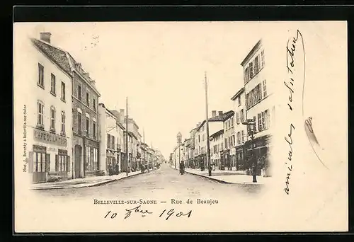AK Belleville-sur-Saone, Rue de Beaujeu