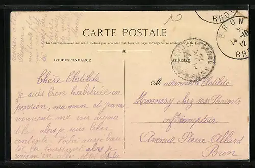 AK Belleville-sur-Saone, Pensionnat de Mlle Dechaux