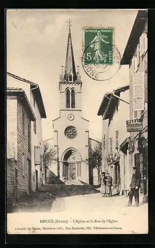 AK Denice, L`Eglise et la Rue de l`Eglise