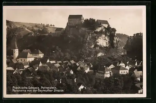 AK Pottenstein (Fränk. Schweiz), Panorama von der Bayreuther Strasse