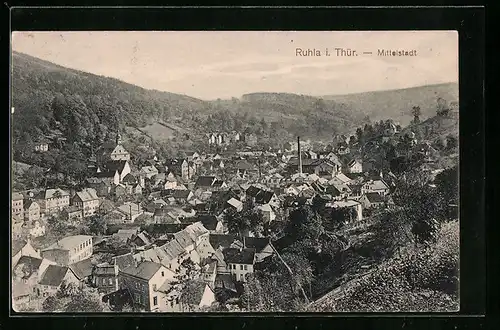 AK Ruhla i. Thür., Die Mittelstadt aus der Vogelschau