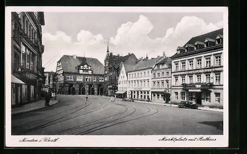 AK Minden i. Westf., Marktplatz mit Rathaus