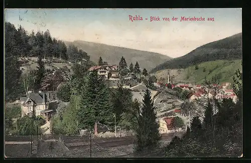 AK Ruhla in Thür., Blick von der Marienbuche aus