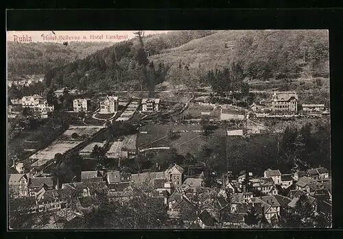 AK Ruhla in Thür., Hotel Bellevue und Hotel Zum Landgrafen