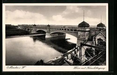 AK Minden i. W., Weser mit Kanalübergang