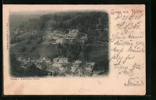 AK Ruhla in Thür., Ortsansicht aus der Vogelschau