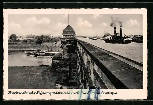 AK Minden i. W., Überführung des Mittellandkanals über die Weser