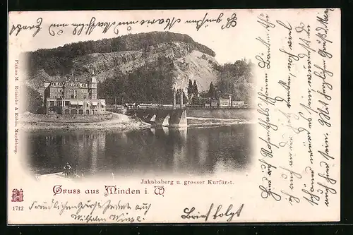 AK Porta Westfalica, Jakobsberg und Hotel Grosser Kurfürst