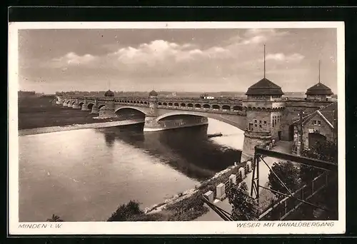 AK Minden i. W., Weser mit Kanalübergang