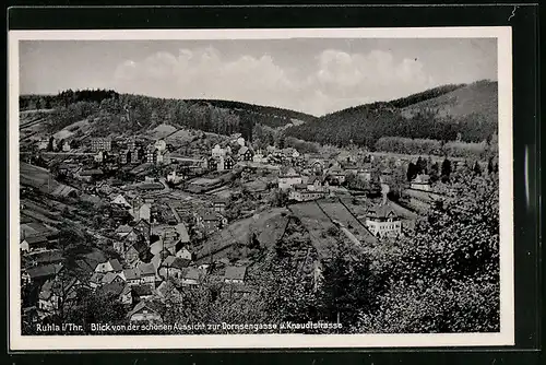 AK Ruhla i. Thür., Blick von der schönen Aussicht zur Dornsengasse und Knaudtstrasse