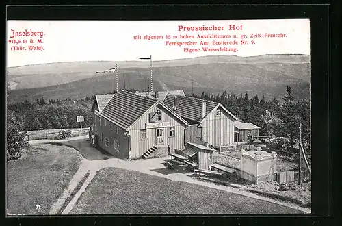 AK Inselsberg, Gasthof Preussischer Hof mit eigenem Aussichtsturm