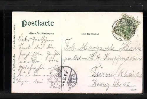 AK Werder an der Havel, Ortsansicht in der Baumblüte