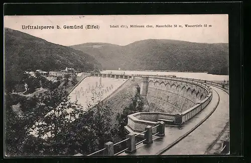 AK Gemünd (Eifel), Urfttalsperre aus der Vogelschau