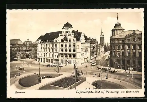 AK Hannover, Aegidientorplatz, Blick auf Marienstrasse mit Strassenbahn und Gartenkirche