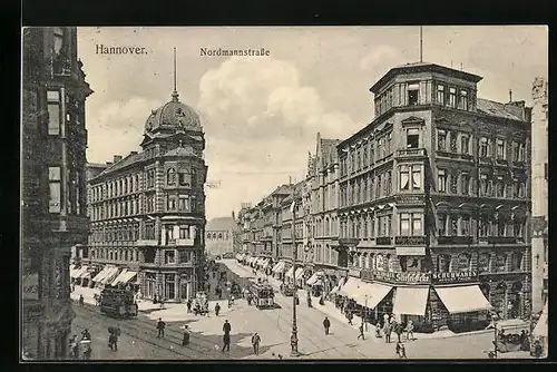 AK Hannover, Nordmannstrasse mit Strassenbahn