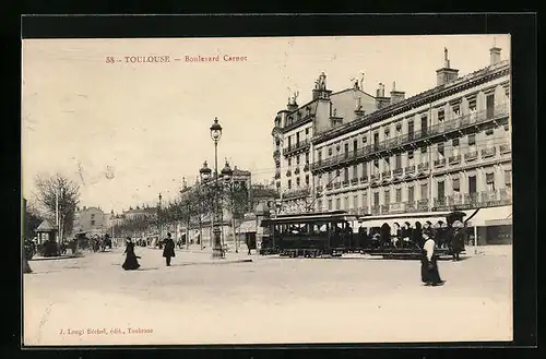 AK Toulouse, Boulevard Carnot, Strassenbahn
