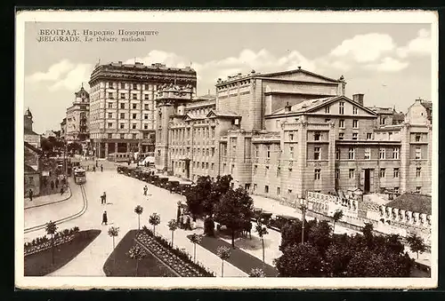 AK Belgrade, Lr thèatre national, Strassenbahn