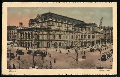 AK Wien I., Strassenbahnen an der Staatsoper