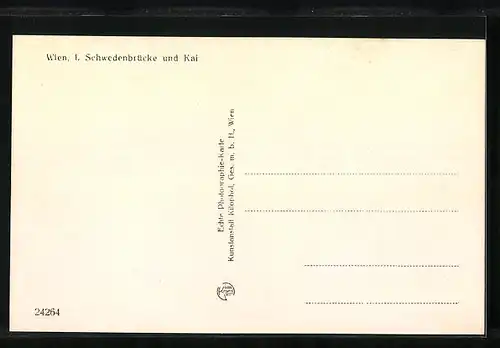 AK Wien I., Strassenbahnen auf der Schwedenbrücke und Kai