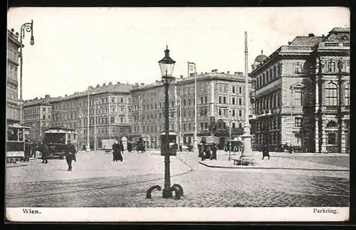 AK Wien Parkring mit Strassenbahnen