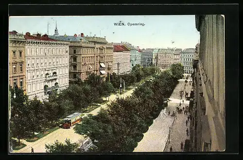 AK Wien, Opernring mit Strassenbahn
