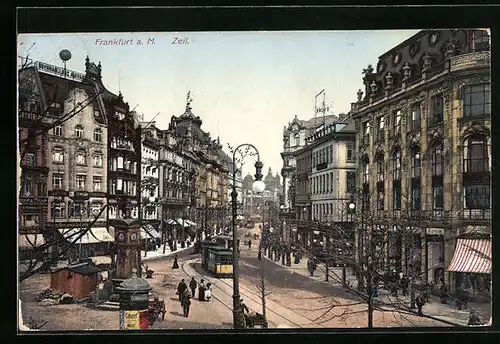 AK Frankfurt a. M., Strassenbahn in der Zeil