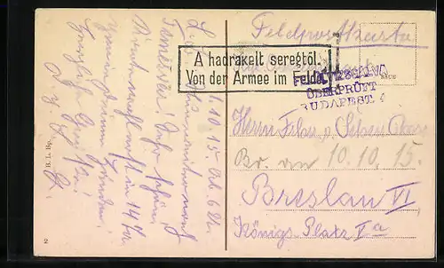 AK Budapest, Elisabeth-Ring mit Strassenbahnen