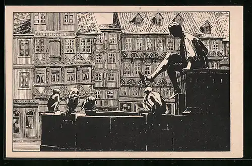 AK Braunschweig, am Eulenspiegelbrunnen