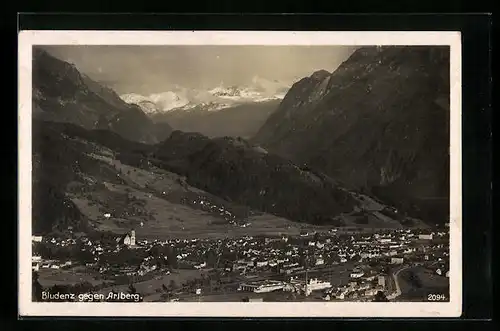 AK Bludenz, Panorama mit Gebirgswand