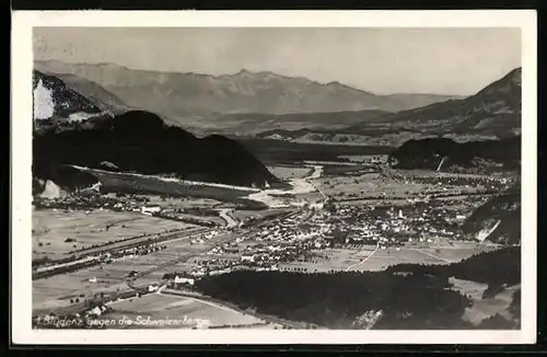 AK Bludenz, Panorama mit Blick auf die Schweizerberge