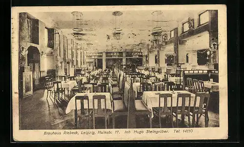 AK Leipzig, Brauhaus Riebeck, Innenansicht