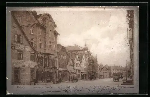 AK Uelzen, Veersser Strasse mit Geschäften