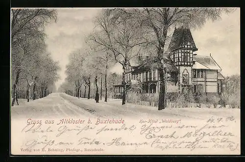 AK Altkloster b. Buxtehude, Kur-Hotel Waldburg im Winter