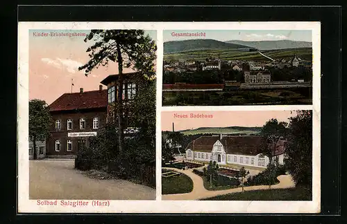 AK Salzgitter /Harz, Gesamtansicht, Kinder-Erholungsheim, Neues Badehaus
