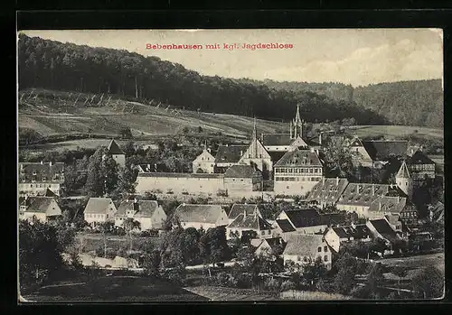 AK Bebenhausen, Teilansicht mit königlichem Jagdschloss