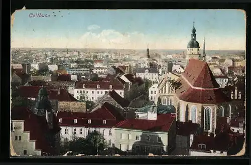 AK Cottbus, Teilansicht mit Kirche