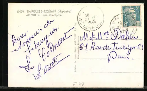 AK Siaugues-St-Romain, Rue Principale, Strassenpartie