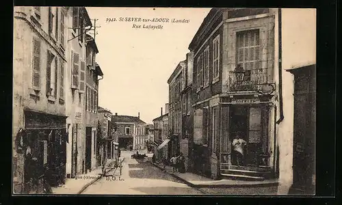 AK St-Sever-sur-Adour, Rue Lafayette, Strassenpartie