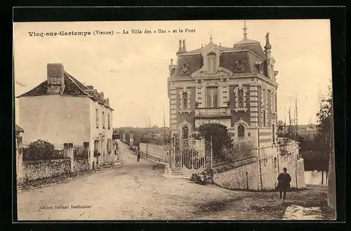 AK Vicq-sur-Gartempe, La Villa des Iles et le Pont