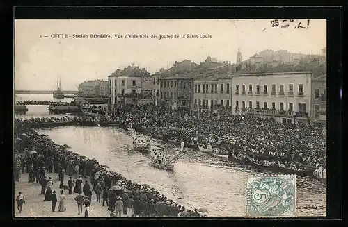 AK Cette, Station Balnéaire, Vue d`ensemble des Joutes de la Saint-Louis