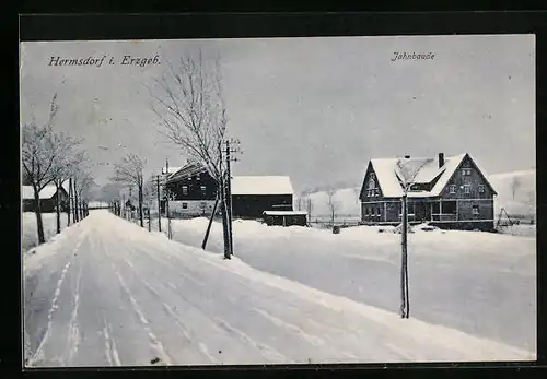 AK Hermsdorf i. Erzgeb., Jahnbaude im Schnee