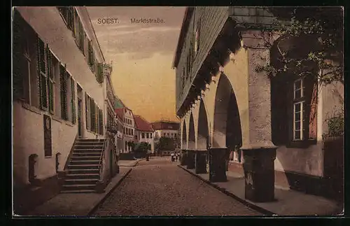 AK Soest, Marktstrasse mit Passanten