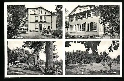 AK Laggenbeck /Kreis Tecklenburg, Erholungsheim der Westfälischen Frauenhilfe mit Veranden, Eingang, Gartenseite
